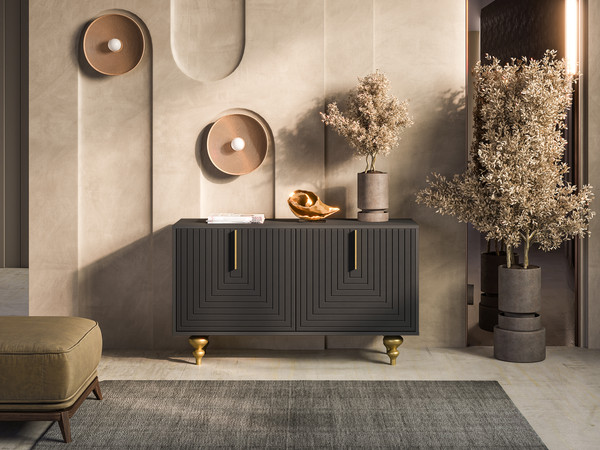 Изображение товара Тумба Involux Неаполь 212T014 (графит/черный матовый/золото)