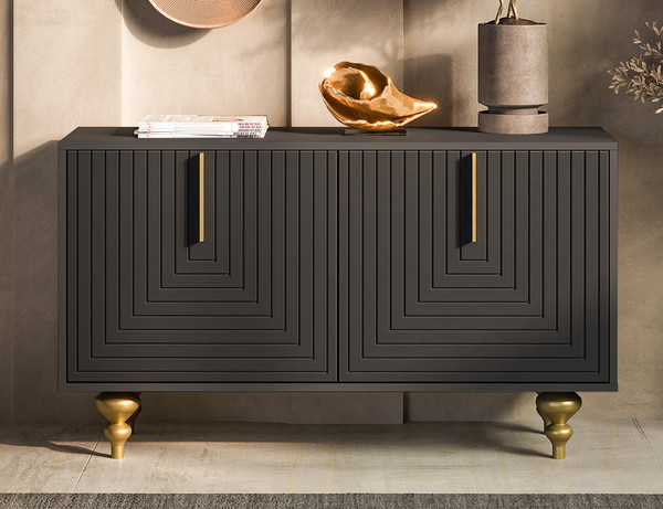 Изображение товара Тумба Involux Неаполь 212T014 (графит/черный матовый/золото)