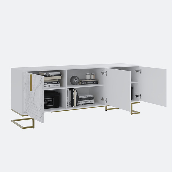 Изображение товара Тумба Involux Неаполь 212T101 (белый премиум/белый мрамор/золото)