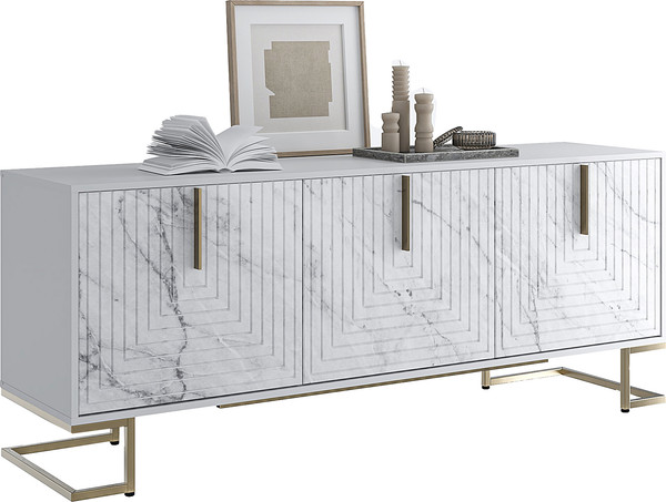 Изображение товара Тумба Involux Неаполь 212T101 (белый премиум/белый мрамор/золото)