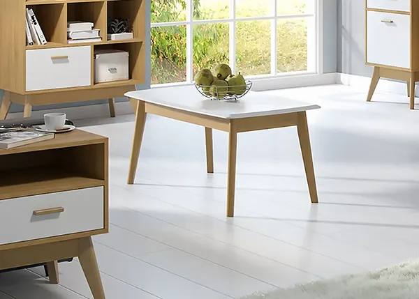 Изображение товара Журнальный столик Мебельград Калгари (дуб натуральный светлый/белый матовый)