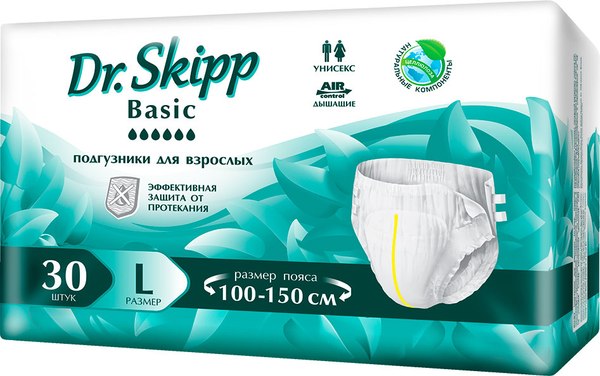 Изображение товара Подгузники для взрослых Dr.Skipp Basic р.L (30шт)