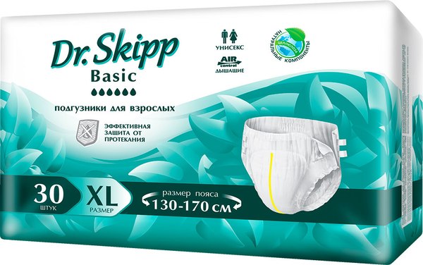 Изображение товара Подгузники для взрослых Dr.Skipp Basic р.XL (30шт)