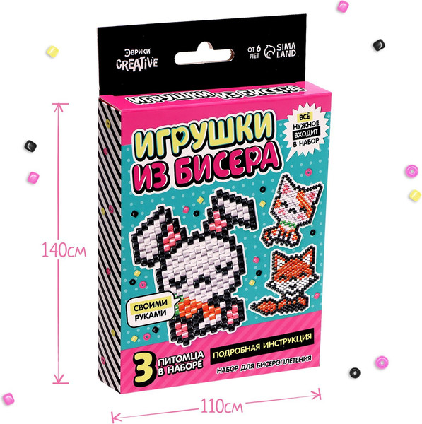 Изображение товара Набор для плетения Эврики Игрушки из бисера. Питомцы / 7999043