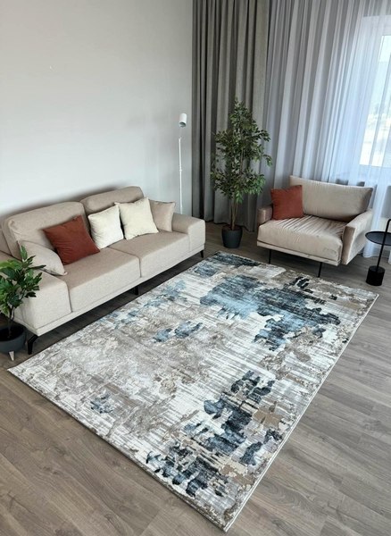 Изображение товара Ковер Radjab Carpet Бьянка Прямоугольник D009A / 8079RK-B (1.4x2, Cream Shirink/Blue Fdy)