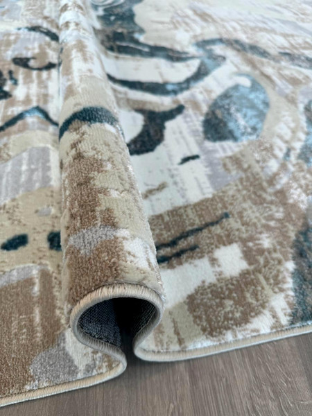 Изображение товара Коврик Radjab Carpet Бьянка Прямоугольник D007A / 8772RK-B (0.8x1.5, Cream Shirink/Blue Fdy)