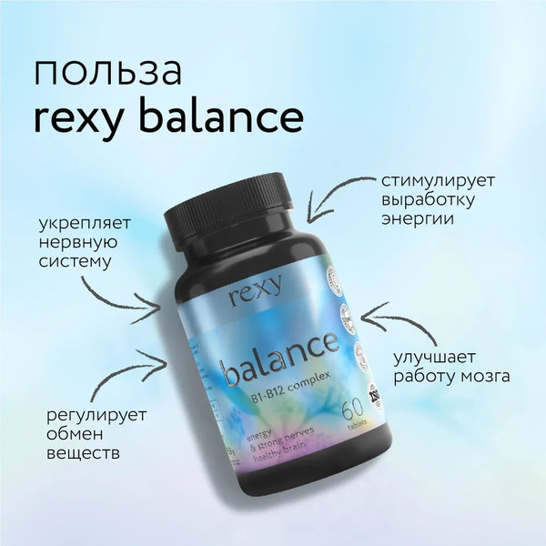 Изображение товара Мультивитаминный комплекс Rexy Balance комплекс витаминов B1-B12 (60 таблеток)
