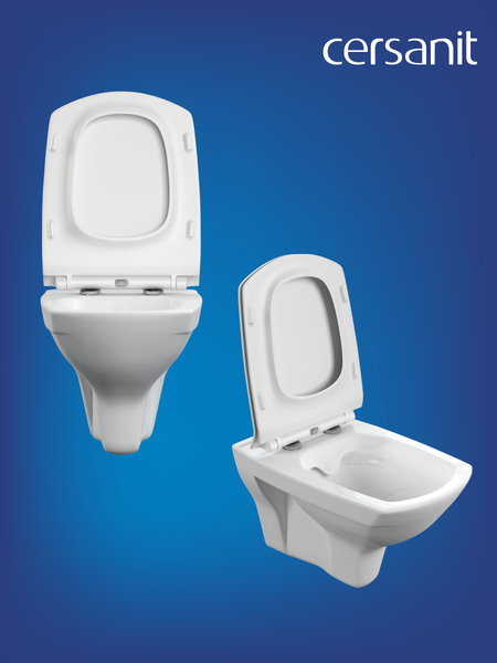 Изображение товара Унитаз подвесной с инсталляцией Cersanit Carina New Clean On с инстал. Link Pro (с кнопкой Estetica 64110 хром глянцевый)