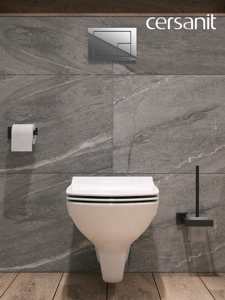 Изображение товара Унитаз подвесной Cersanit Carina New Clean On с инстал. Link Pro (с кнопкой Corner 64108 хром глянцевый)