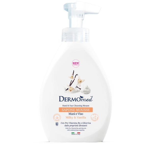 Изображение товара Мыло жидкое Dermomed Milky & Vanilla Очищающий мусс-мыло для рук и лица (500мл)