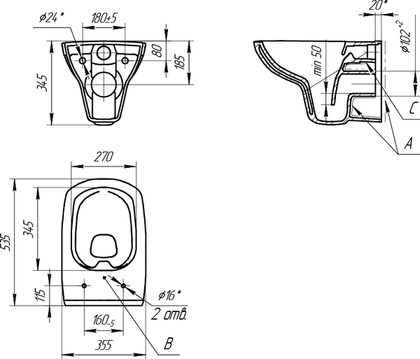 Изображение товара Унитаз подвесной с инсталляцией Cersanit Carina New Clean On с инсталляцией Leon S-IN-BLACK-Cg-w