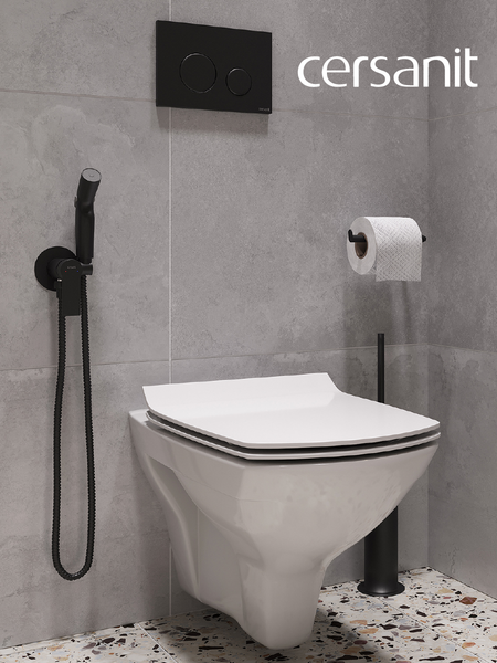 Изображение товара Унитаз подвесной с инсталляцией Cersanit Carina New Clean On с инсталляцией Leon S-IN-BLACK-Cg-w