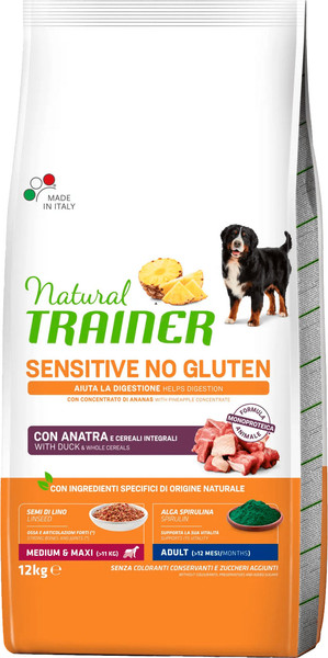 Изображение товара Сухой корм для собак Trainer Natural Sensitive No Gluten Medium&Maxi Adult с уткой (12кг)