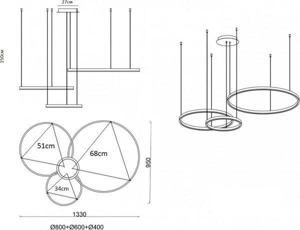 Изображение товара Люстра Kinklight Лаура 08246.12PA (матовый никель)