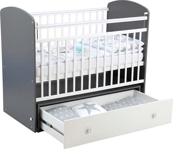 Изображение товара Детская кроватка Фея 750 / 0002551.176 (графит/белый)