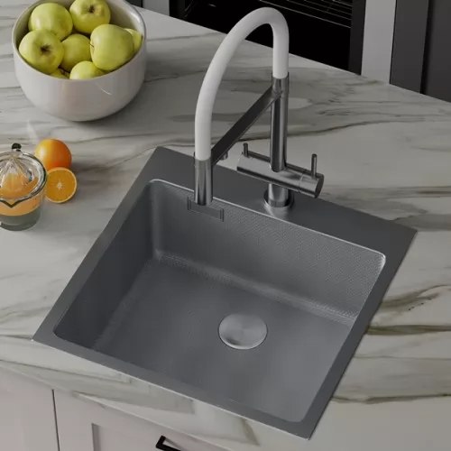 Изображение товара Мойка кухонная Roxen Snake 560220-45-S с ролл-матом и дозатором (сатин текстурный)