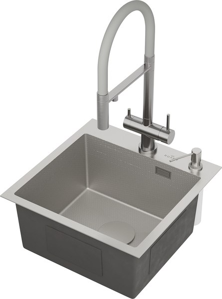 Изображение товара Мойка кухонная Roxen Snake 560220-45-S с ролл-матом и дозатором (сатин текстурный)