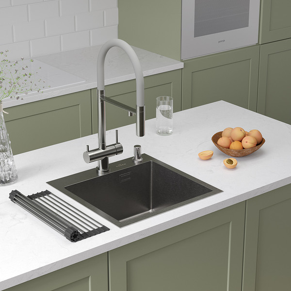 Изображение товара Мойка кухонная Roxen Simple 560220-45 с ролл-матом и дозатором (сатин)