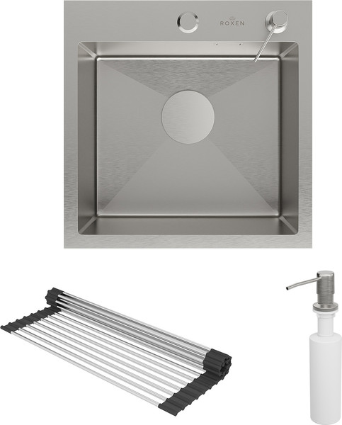 Изображение товара Мойка кухонная Roxen Simple 560220-45 с ролл-матом и дозатором (сатин)
