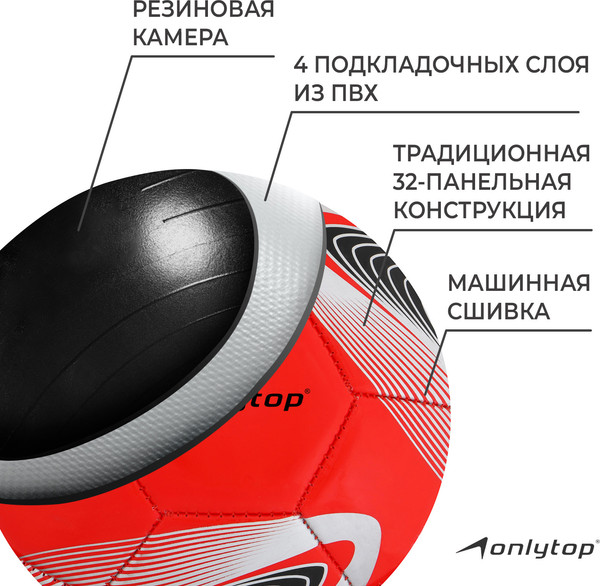 Изображение товара Футбольный мяч Onlytop 488230 (размер 5)