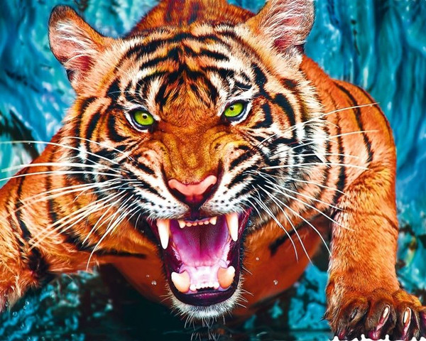 Изображение товара Набор алмазной вышивки Colibri Яростный тигр 40x50 ZM-2701 (круглая)