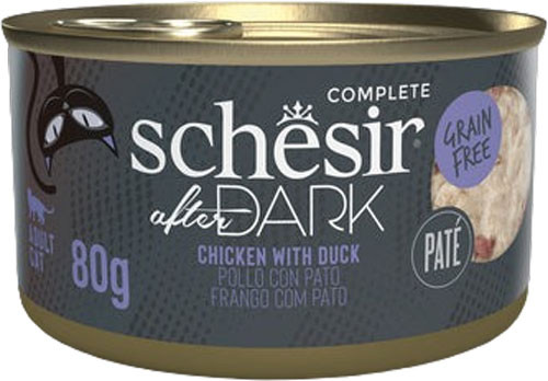 Изображение товара Влажный корм для кошек Schesir After Dark паштет с курицей и уткой (80г)