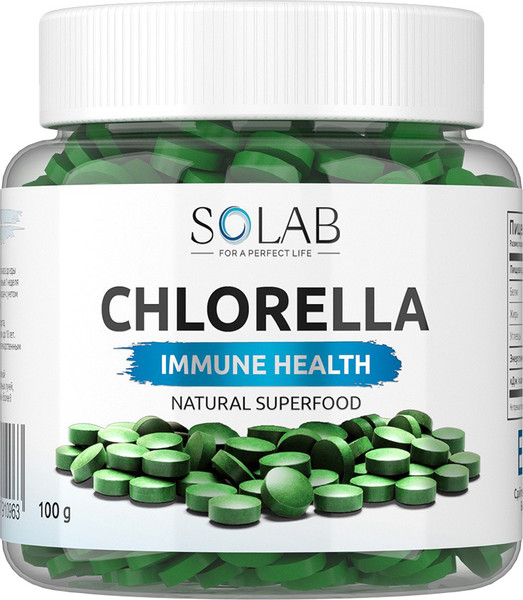 Изображение товара Пищевая добавка SOLAB Хлорелла + спирулина в таблетках (100г)