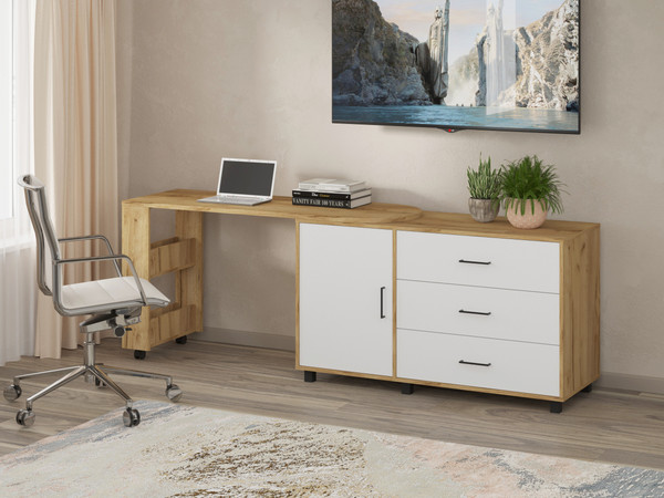 Изображение товара Компьютерный стол Премиум Персона-14 (дуб бунратти/белый)