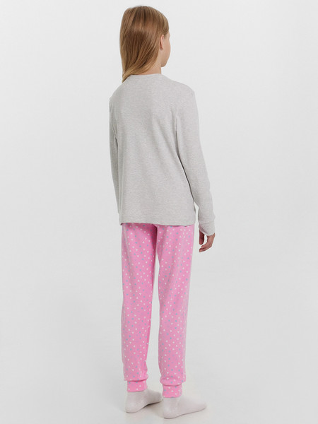 Изображение товара Пижама детская Mark Formelle 567743 (р.122-60, серый меланж 4306-А/треугольники на розовом)