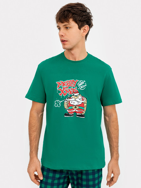 Изображение товара Комплект домашней одежды Mark Formelle 591043 (р.92-82-170/176, зеленый/сине-зеленая клетка)