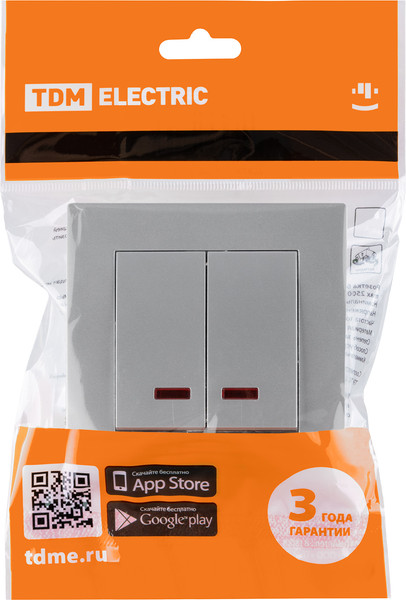 Изображение товара Выключатель TDM Сенеж SQ1816-0214 (серебристый металлик)