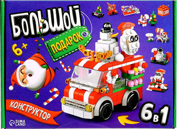 Изображение товара Конструктор Unicon Большой подарок. 6 в 1. Машинка. 8967-8 / 10415888 (273эл)