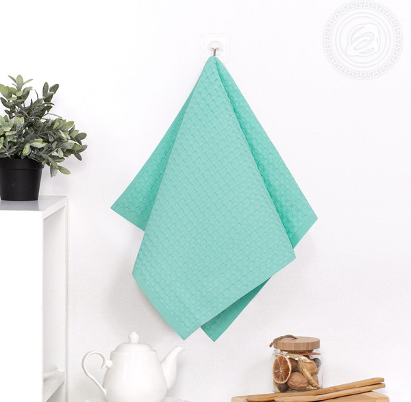 Изображение товара Полотенце АртПостель Вафельное Эмилия Клетка (40x70, мятный)