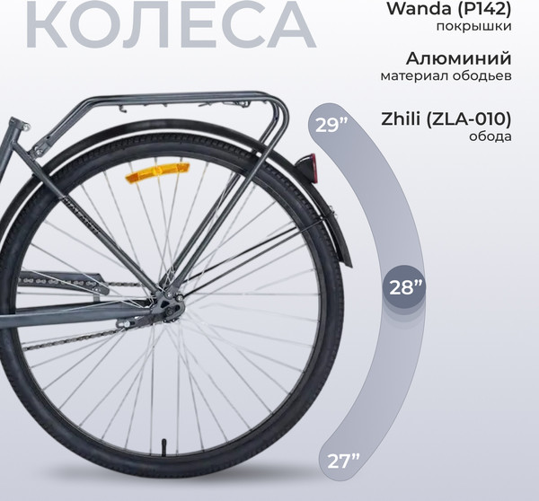 Изображение товара Велосипед Nialanti Village 28 2025 (17, графитовый матовый)