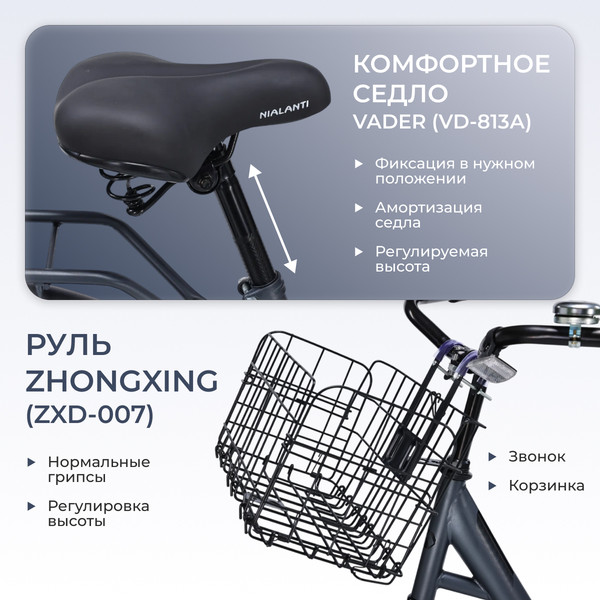 Изображение товара Велосипед Nialanti Village 28 2025 (17, графитовый матовый)