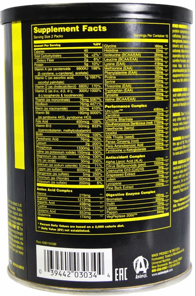 Изображение товара Комплексная пищевая добавка Universal Nutrition Animal Pak (30шт)