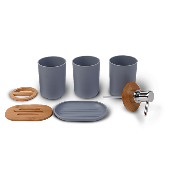 Изображение товара Набор аксессуаров для ванной и туалета Solmax&Home SM90522 (серый)