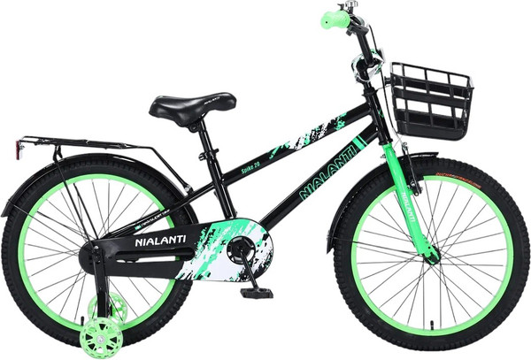 Изображение товара Детский велосипед Nialanti Spike 20 2025 (черный/зеленый, разобранный, в коробке)