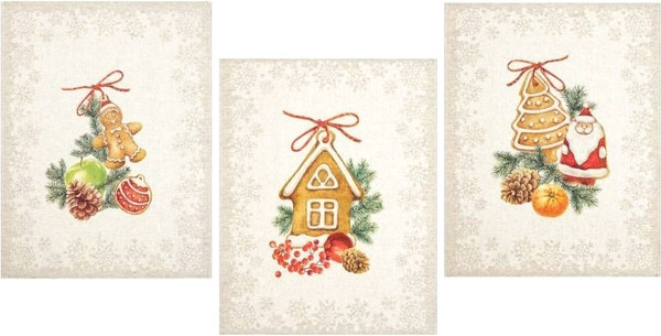 Изображение товара Набор полотенец Pole Kvetak (Беларускі лён) 46x60 24С112-ШР/рп/фкор/к. (345 Рождественские пряники 1/сорт 1)