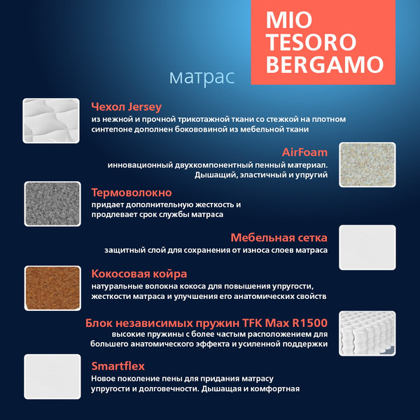 Изображение товара Детский матрас Mio Tesoro Bergamo 80x160