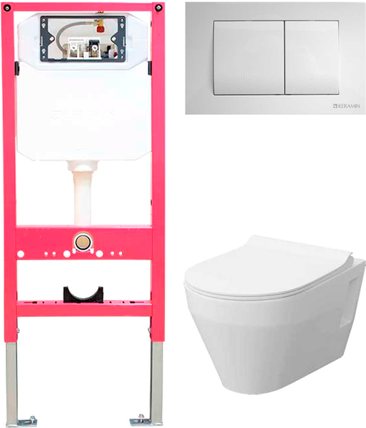 Изображение товара Унитаз подвесной с инсталляцией Керамин Бари Slim МЛ Премиум c кнопкой K5236-К-EEA1 (микролифт)