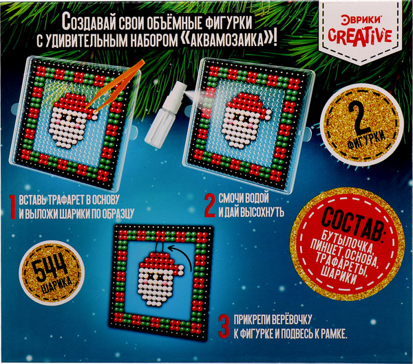 Изображение товара Развивающая игра Эврики Аквамозаика. Шары с Дедом Морозом и домиком / 10277471