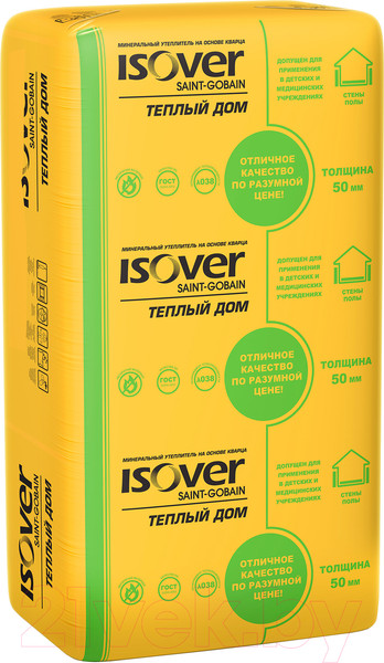 Изображение товара Минеральная вата Vetonit (Isover) Теплый Дом 50x610x1170/Y