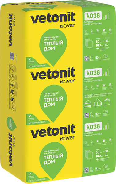Изображение товара Минеральная вата Vetonit (Isover) Теплый Дом 50x610x1170/Y
