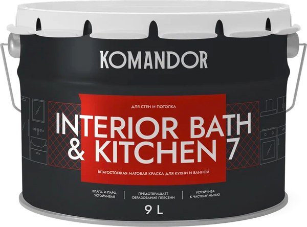 Изображение товара Краска KOMANDOR Interior Bath&Kitchen 7 База А (9л, матовый)