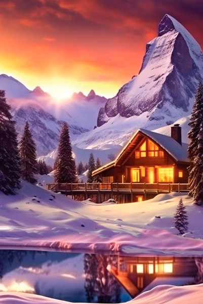 Изображение товара Набор алмазной вышивки Школа талантов Домик в горах / 10335477