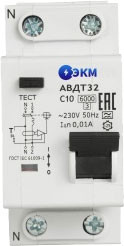 Изображение товара Дифференциальный автомат ЭКМ АВДТ32-22C20-AC-УХЛ4 2P C20 30mA 4.5кА / 330664