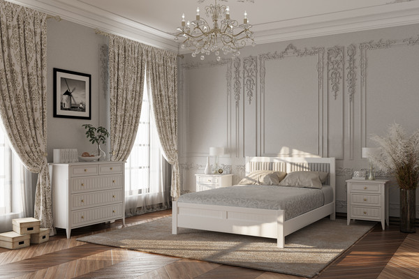 Изображение товара Комод Bravo Мебель Мэгги 5 ящиков (белый снег/лак белый)