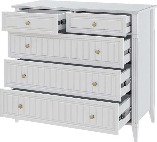 Изображение товара Комод Bravo Мебель Мэгги 5 ящиков (белый снег/лак белый)