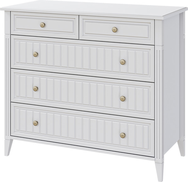 Изображение товара Комод Bravo Мебель Мэгги 5 ящиков (белый снег/лак белый)